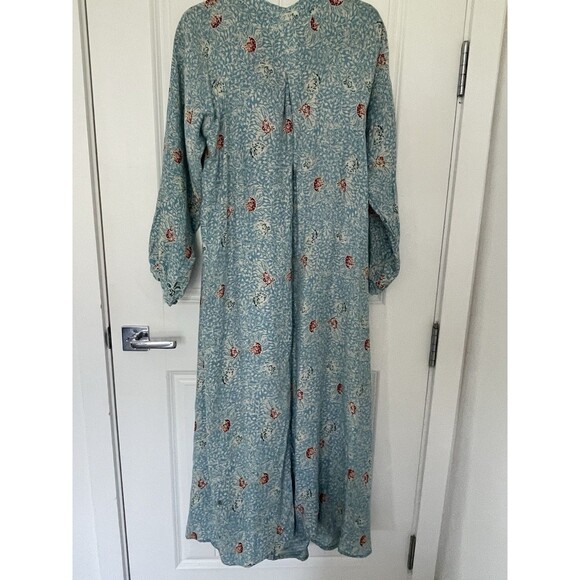 Natalie Martin Fiore A Line Maxi Dress Silk V-Neck Button Long Sleeve S MSRP$390 - Picture 2 of 4